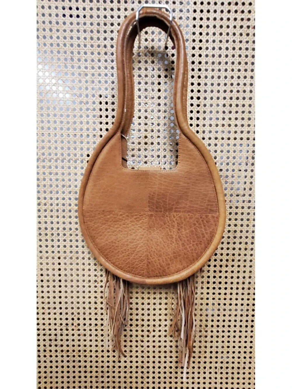 American Darling Hand-Tooled Painted Leather Fringe Circle Purse Western Boho